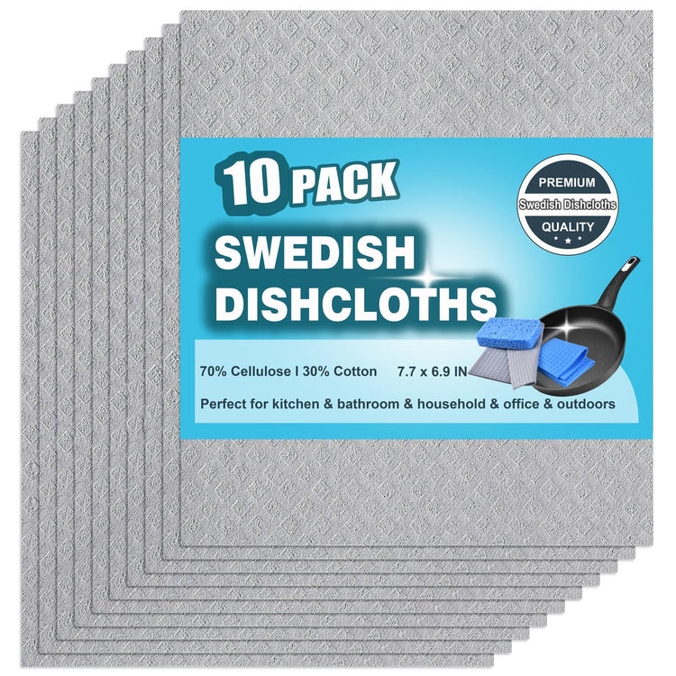 Swedish Dishcloths 10 Pack for Kitchen Washing Dishes (10 Count)