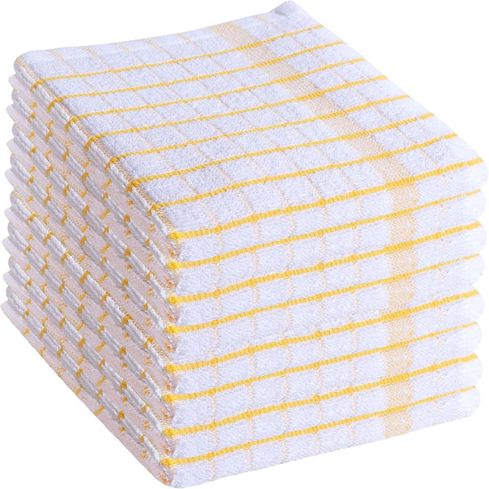 AMOUR INFINI Kitchen Dish Cloths Set of 8 - Ultra Soft, Highly Absorbent, Quick-Drying Terry Cotton Dishcloths 12"x12" Inch Wash & Cleaning Cloths for Kitchen & Dishwashing (Yellow) - Nestoria