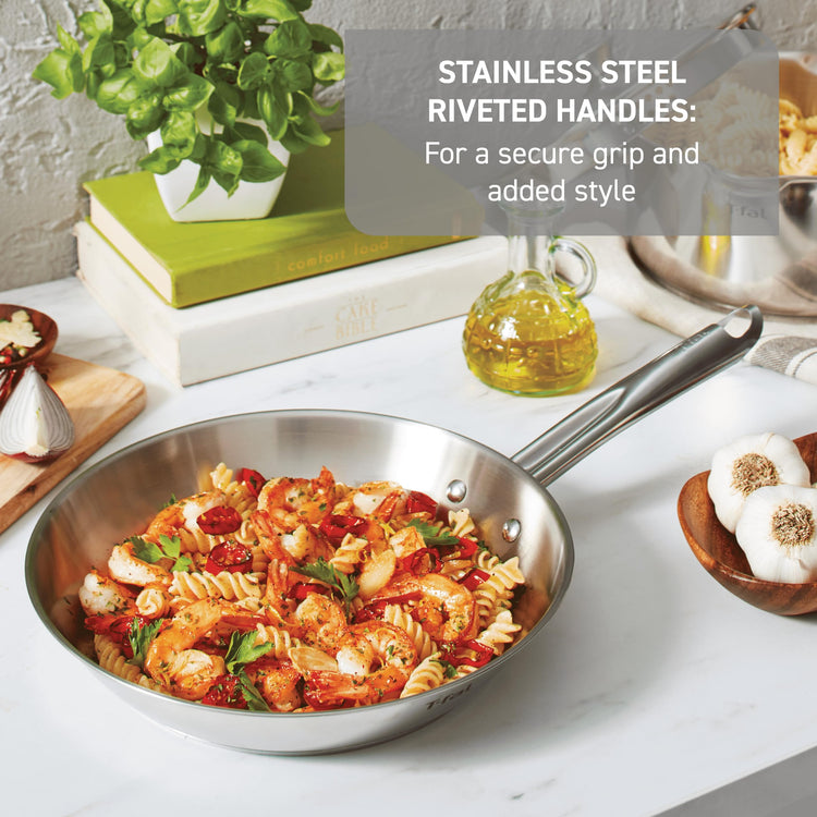 Gourmet Stainless Steel Fry Pan 12.5 Inch Induction Compatible Skillet Pan