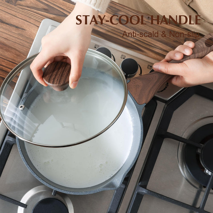 3 Quarts Nonstick Saucepan with Double Pouring Spout
