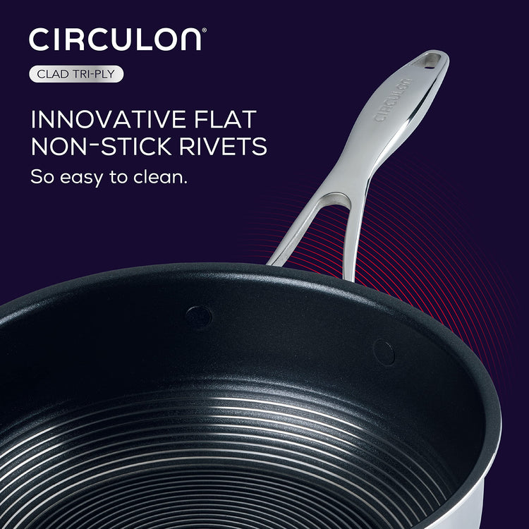 Clad Stainless Steel Saute Pan with Lid and Hybrid SteelShield and Nonstick Technology