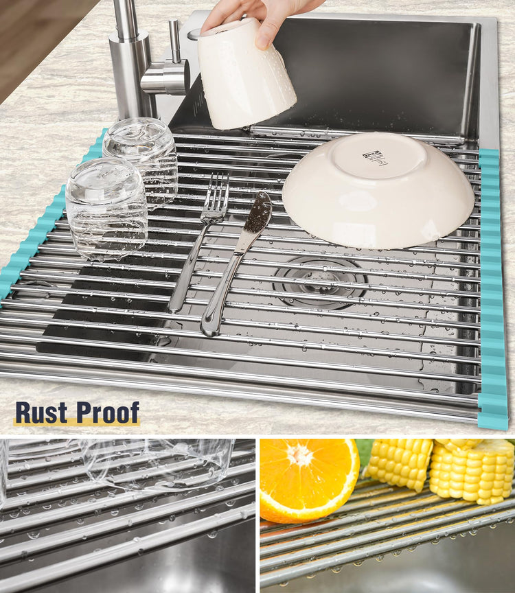 Roll Up Dish Drying Rack Over Sink