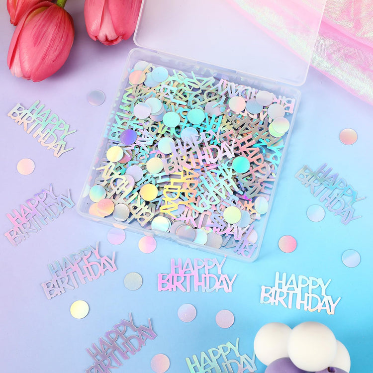 Iridescent Happy Birthday Confetti Birthday Party Decorations