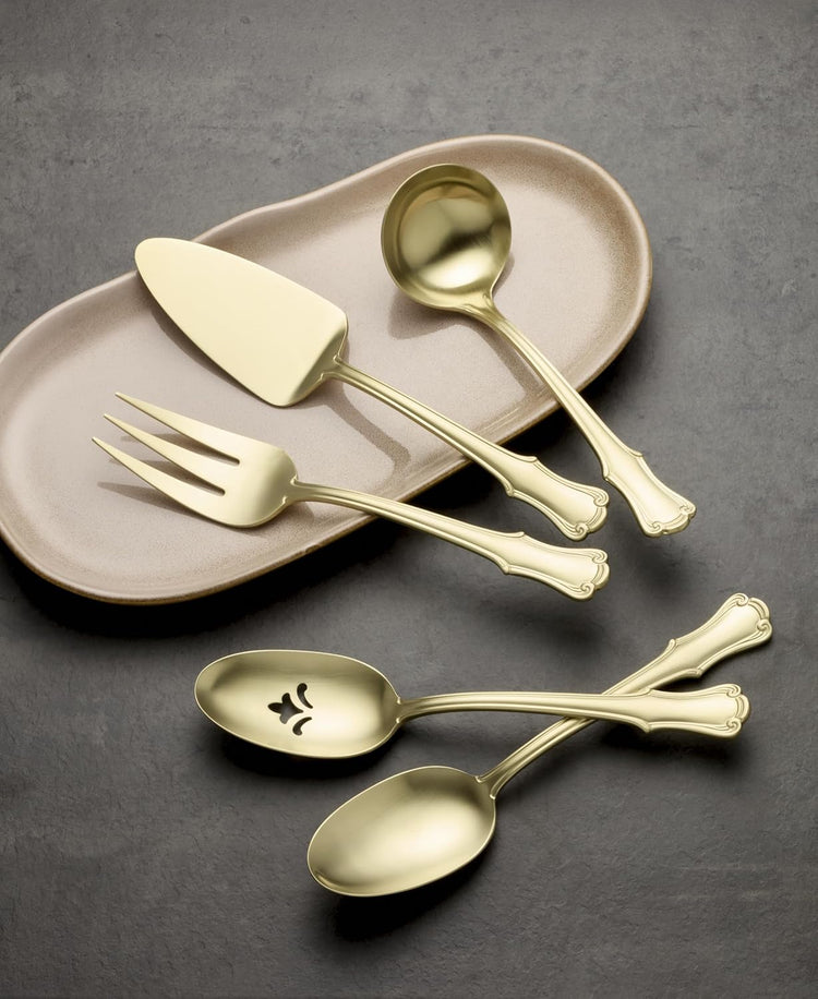 Oneida 897920 James Street Satin Champagne 5 Piece Hostess Set