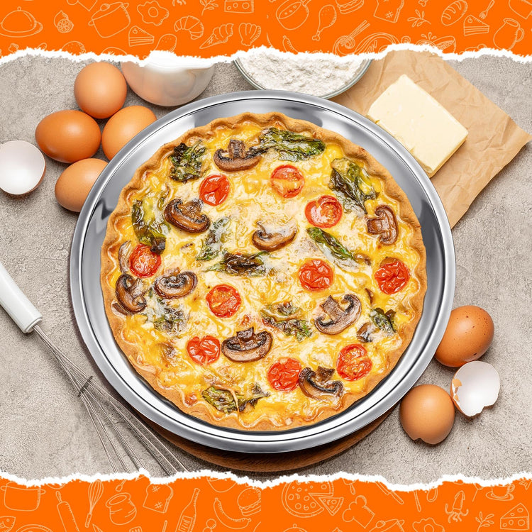 3 Pcs 16 14 10 Inch Large Deep Pizza Pans Stainless Steel Pizza Tray Round Oven Tray Rust Proof Reusable Bakeware Cooking Pan Dishwasher Safe for Baking (3 Count)