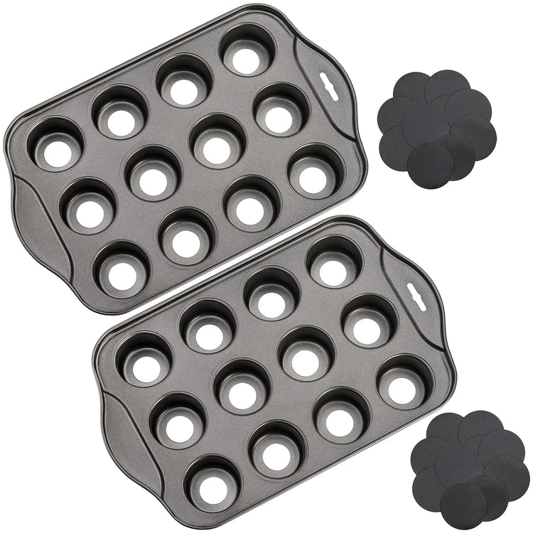 2 Pack 12 Cavity Mini Cheesecake Pan with Removable Bottom (2 Count)