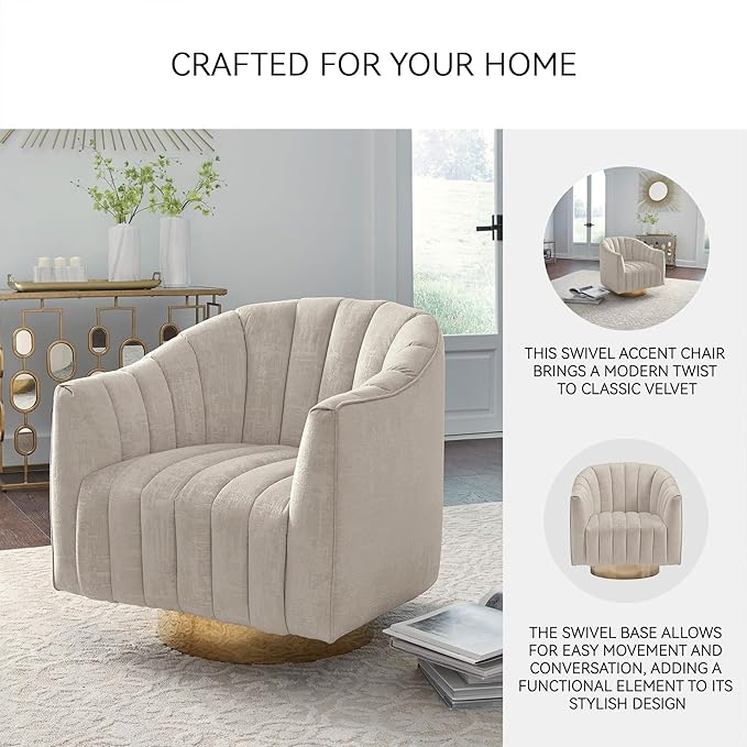 Signature Design by Ashley Penzlin Swivel Accent Chair, Beige