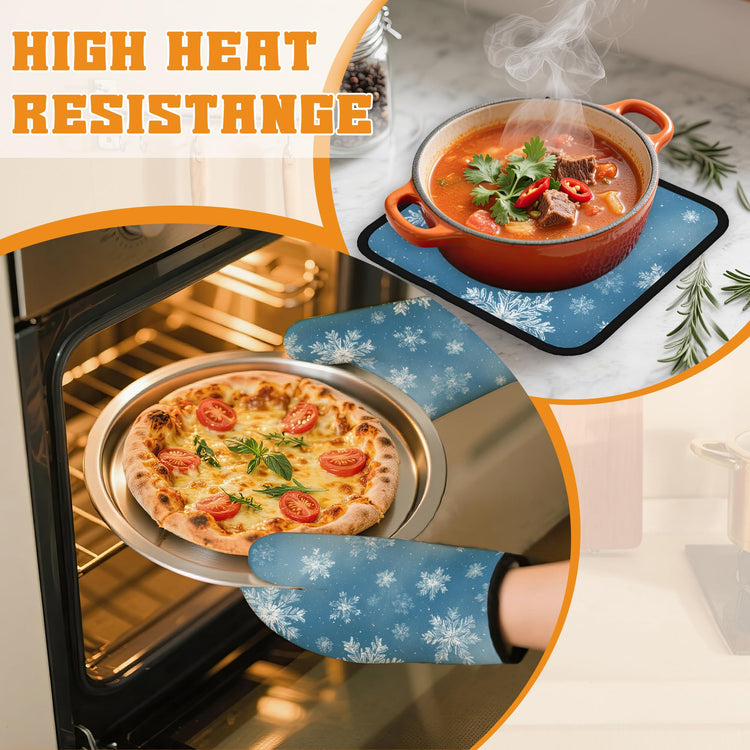 Snowflakes Oven Mitts and Pot Holders (4 Count)
