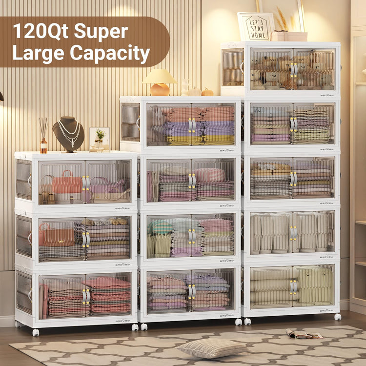 120Gal Large Stackable Storage Bins with Lids (4 Count)