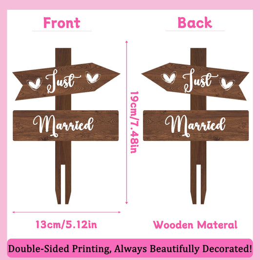 Just Married Cake Topper Rustic Wedding Cake Topper Double