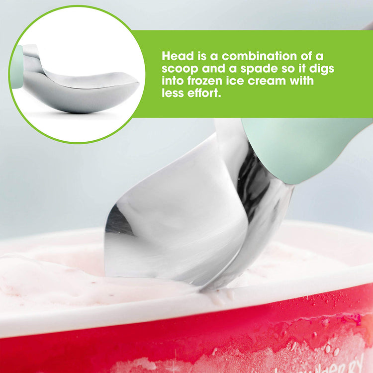 Stainless Steel Ice Cream Scoop with Soft Grip Handle