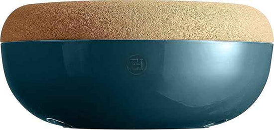 Emile Henry Ceramic Made in France Large Fruit & Vegetable Storage Pantry Bowl, 14.1 inch diameter, Blue Flame