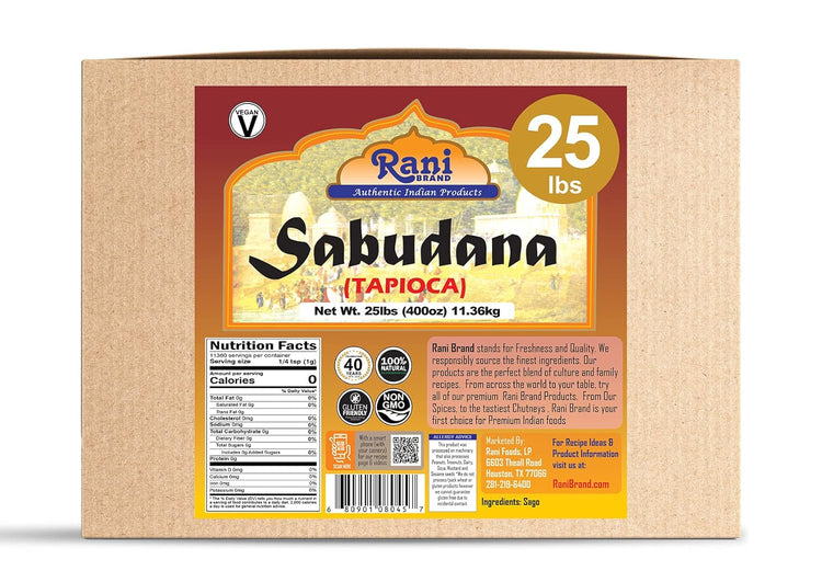 Rani Sabudana (Tapioca/Sago) Pearls 400oz (25lbs) 11.36kg Bulk Box ~ All Natural | Vegan | No Colors | NON-GMO | Indian Origin - Nestoria
