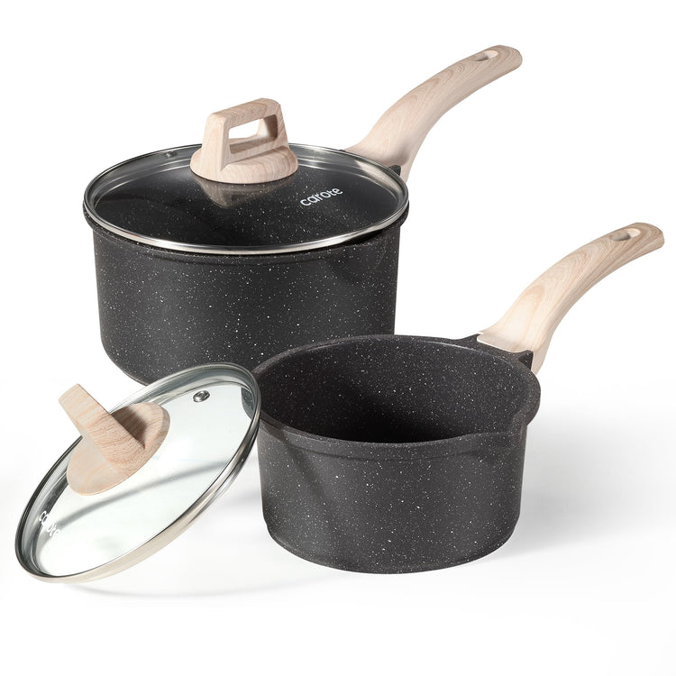 Nonstick 1.5Qt & 3.0Qt Sauce Pan Sets with Lid (2 Count)