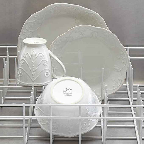 Lenox 890951 French Perle 12-Piece Plate & Bowl Dinnerware Set White