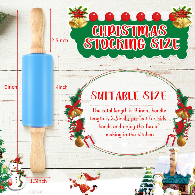 10 Pcs 9 Inch Mini Rolling Pins Kids with Wooden Handle