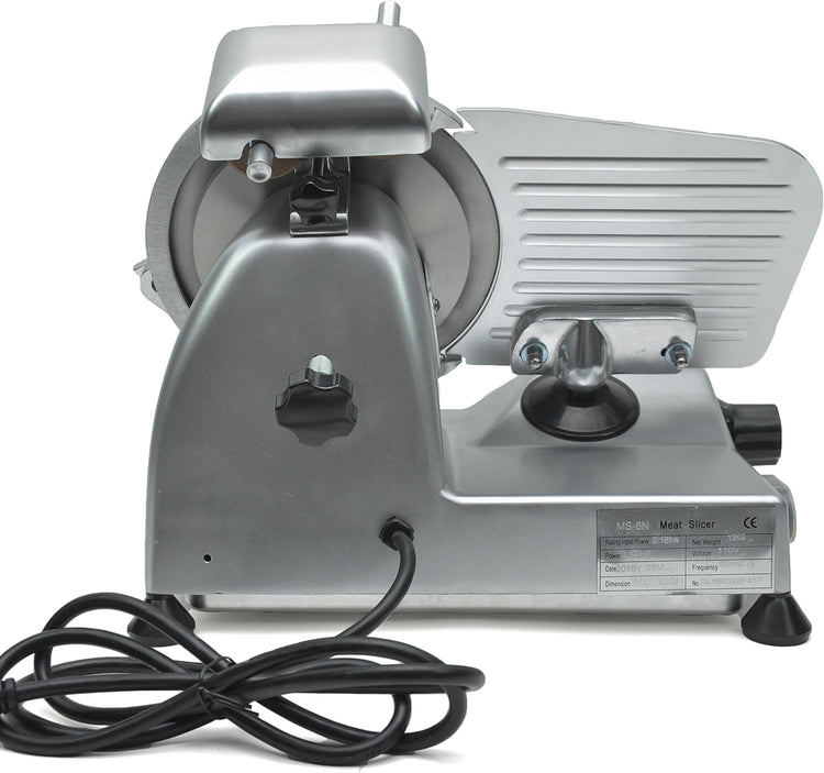 KWS MS-6ST Premium 200w Electric Slicer 7.67-Inch in Silver Teflon Blade, Frozen Meat Deli Meat Cheese Food Slicer Low Noises Commercial and Home Use