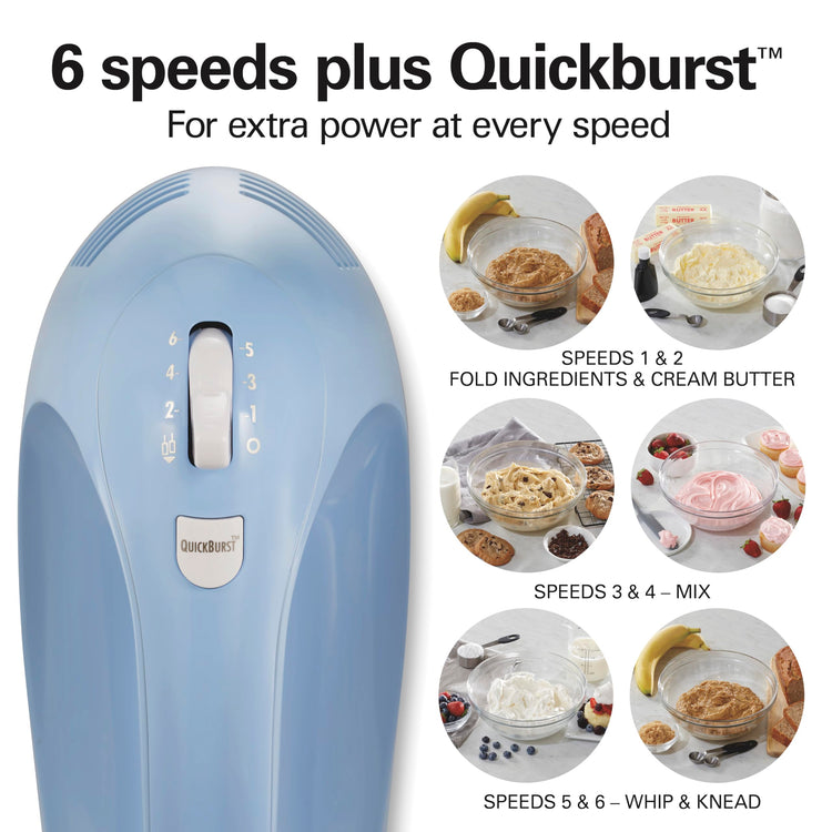 6 Speed Electric Hand Mixer With Easy Clean Beaters (7 Count)