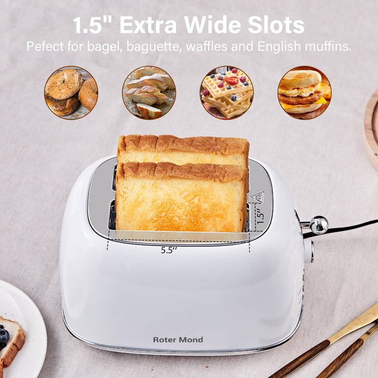 2 Slice Toaster Retro Stainless Steel with Bagel