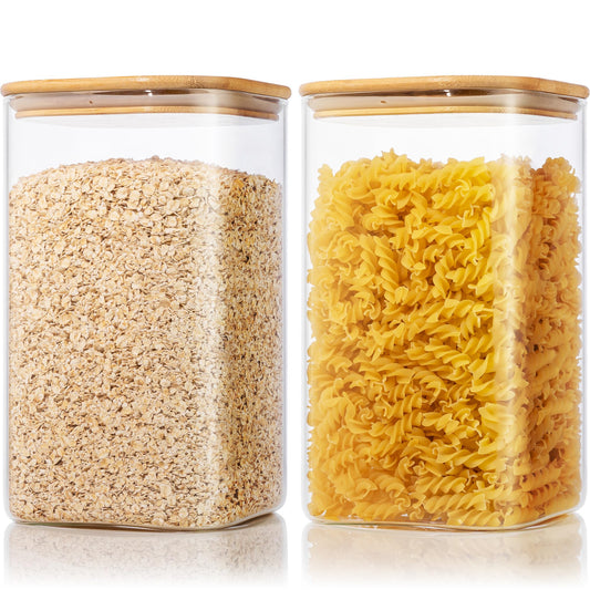 168oz 2 Pack Large Glass Storage Containers with Lids for Pantry Storage (2 Count)