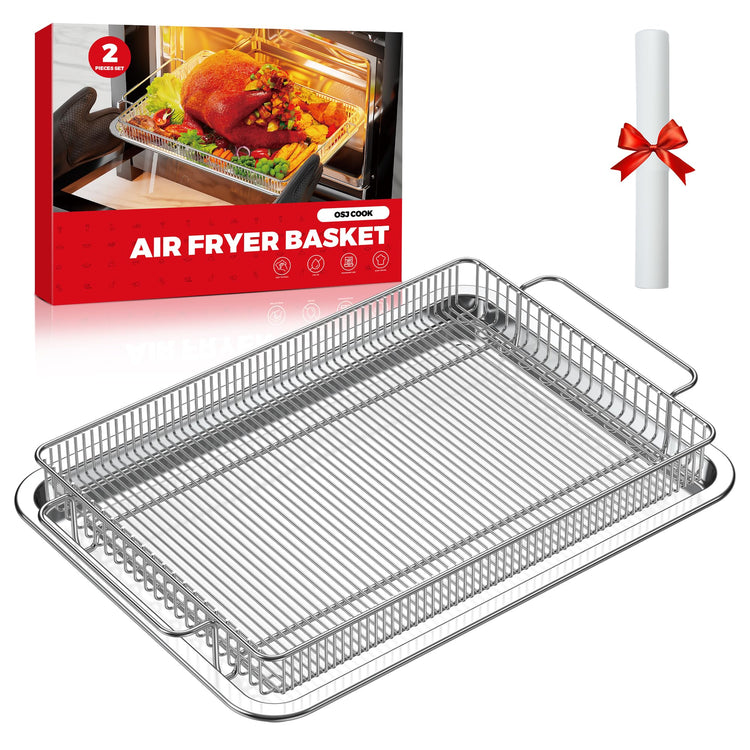 Air Fryer Basket for Oven with Upgraded Striped Mesh