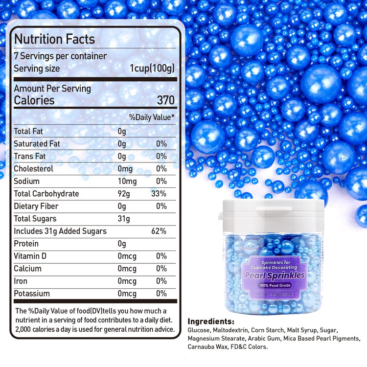 Patriotic Edible Navy Blue Pearl Sugar Sprinkles (4.5 Ounce)