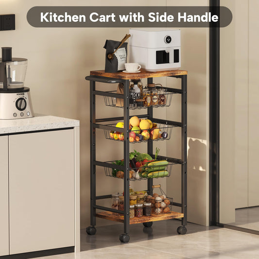 5 Tier Snack Organizer Cart with 3 Height Adjustable Pull