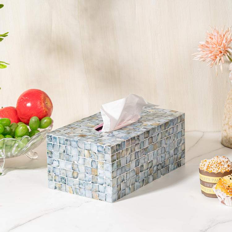 Rectangular Mother of Pearl Tissue Box Capiz Shell Handmade Rectangle Tissue Box Cover Holder Decorative Napkin Dispenser Organizer Rustic Farmhouse Vintage Decor