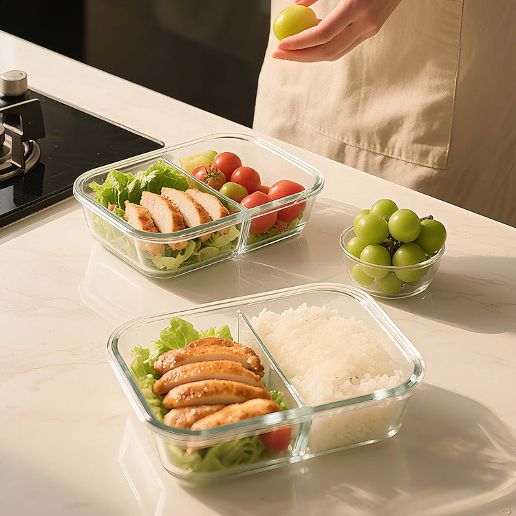 5 Pack 35 Oz Glass Meal Prep Containers 2 Compartments (5 Count)