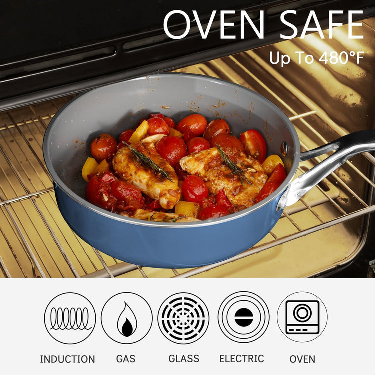 Blue 10 Piece Ceramic Cookware Set