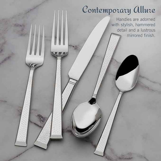 Mikasa Kyler Flatware Set for 12, 65 Piece 18/10 Stainless Steel Silverware with Modern Design and Serving Utensils, Durable, Stylish Dinnerware Service