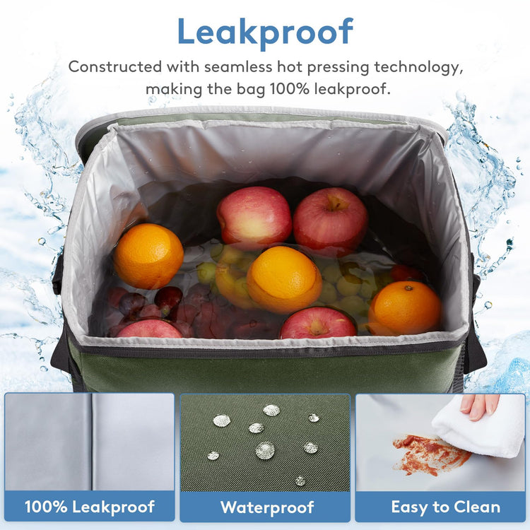 Cooler Bag 30 Cans Collapsible and Insulated Large Lunch Bag Leakproof Soft Cooler Portable for Camping