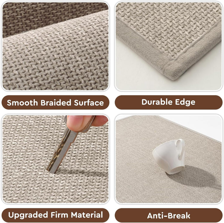 tchdio Kitchen Mats for Floor, Rubber Backed Kitchen Rugs Non Slip Washable, Superior Absorbent Kitchen Runner Rug Easy to Clean, Comfort Kitchen Floor Mat Front of Sink (Light Beige, 20" × 47")