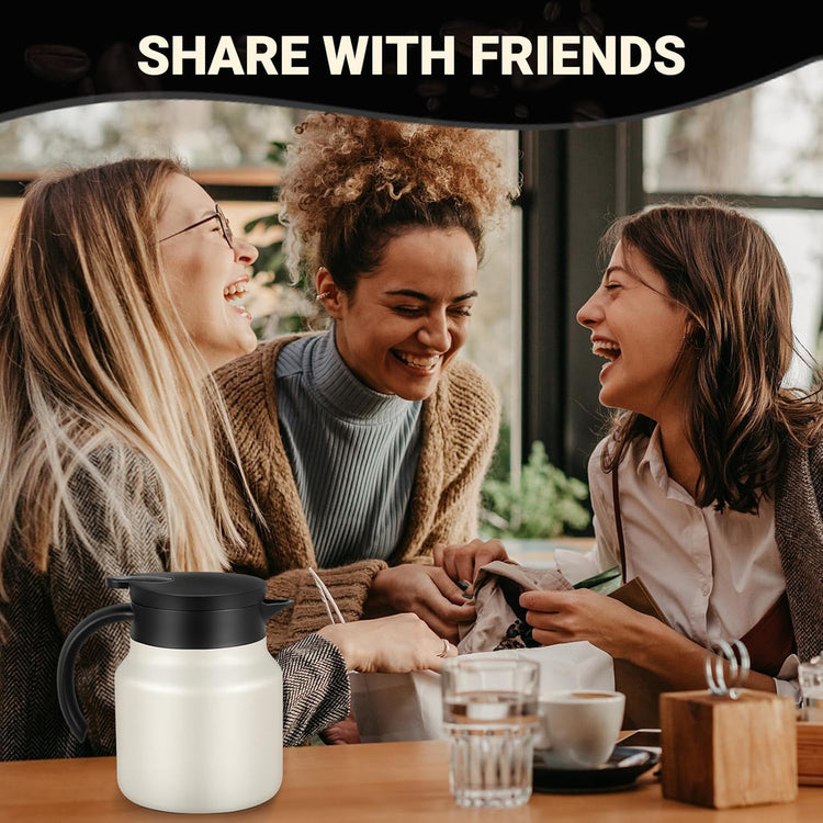 27Oz Thermal Coffee Carafes For Keeping Hot/Cold, Stainless Steel Coffee Carafe, Dustproof Insulated Water Carafe for Party/Home,Cream