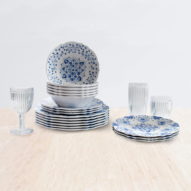 18 Piece Luxury Melamine Dinnerware Set