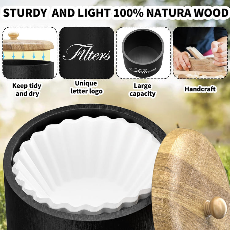 Wooden Coffee Filter Holder with Lid