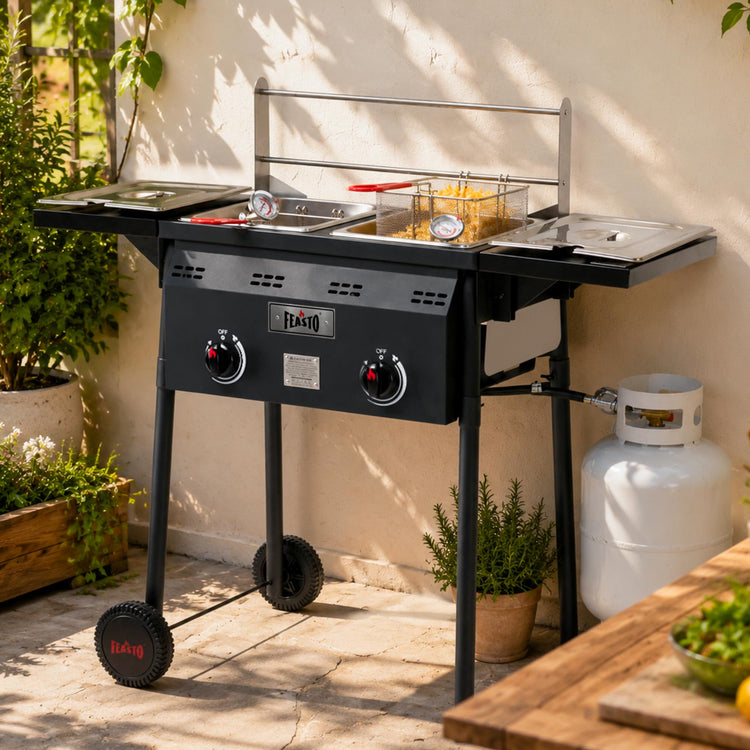 Outdoor Propane Deep Fryer with Rolling Cart