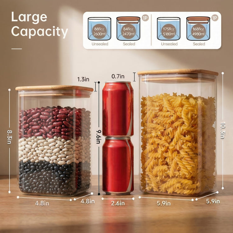 Large Glass Storage Containers 168oz&84oz (2 Count)