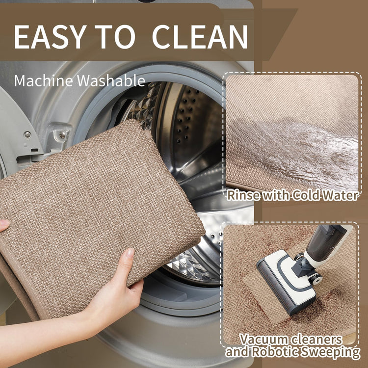 Long Kitchen Runner Rugs Kitchen Mat Non Slip Washable Brown 17"x71"