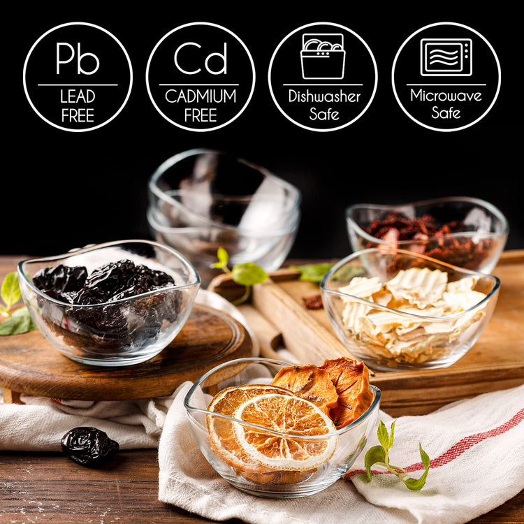 CRYSTALIA Small Glass Bowls for Kitchen Prep (6 Count)