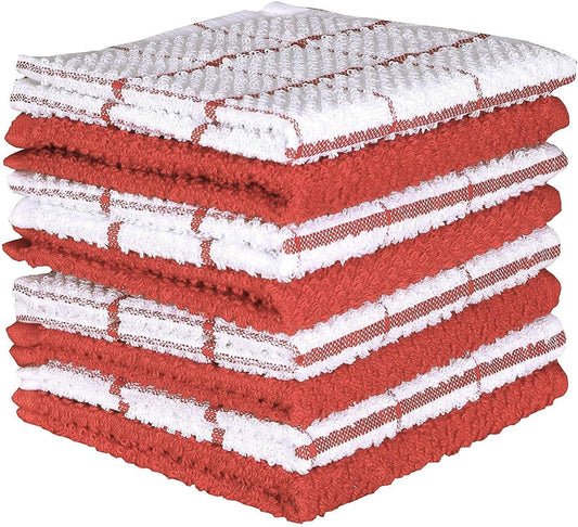 AMOUR INFINI Cotton Kitchen Dish Cloths Set of 8 – Highly Absorbent, Super Soft Premium Terry Cleaning Cloth (12"x12" Inch) Premium Dishcloths for Washing Dishes (Rust) - Nestoria