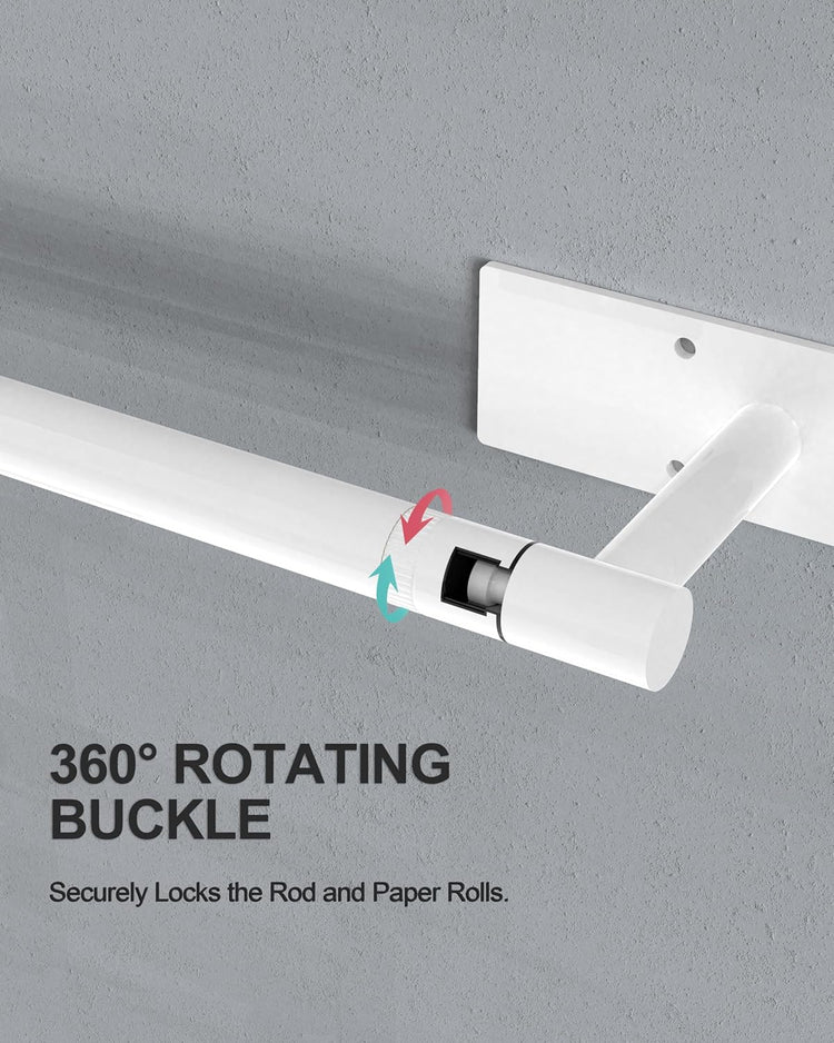 White Paper Towel Holder Under Cabinet, Self Adhesive or Wall Mounted SUS304 Stainless Steel Paper Towel Holder for Kitchen, Bathroom, Farmhouse, Barbecue and Laundry (White)