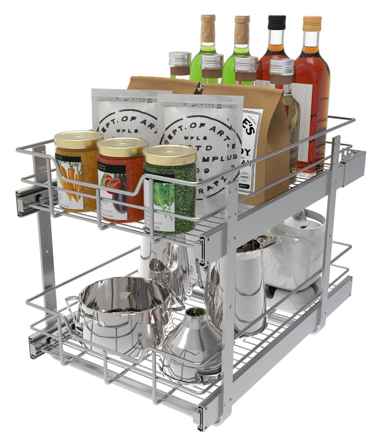 2 Tier Pull Out Cabinet Organizer 15" W X 22" D