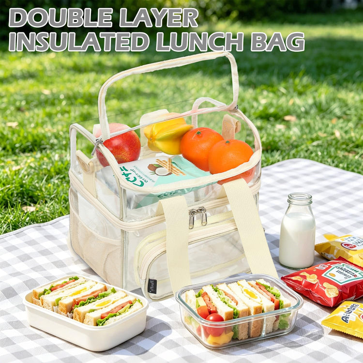 Clear Bag Double Decker for Stadium Events With Shoulder Strap for Women