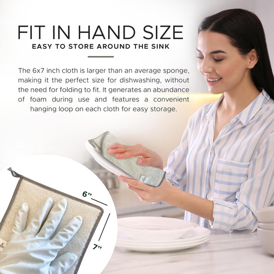 Whiffkitch Dishcloths & Dish Towels for Kitchen - Reusable, Hygienic, Quick Drying, Durable Kitchen Washcloth, Absorbent, Scrub-Non-Scratch, 6x7 Inches Neutral Color, 6 Pack - Nestoria