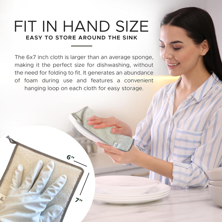 Whiffkitch Dishcloths & Dish Towels for Kitchen - Reusable, Hygienic, Quick Drying, Durable Kitchen Washcloth, Absorbent, Scrub-Non-Scratch, 6x7 Inches Neutral Color, 6 Pack - Nestoria
