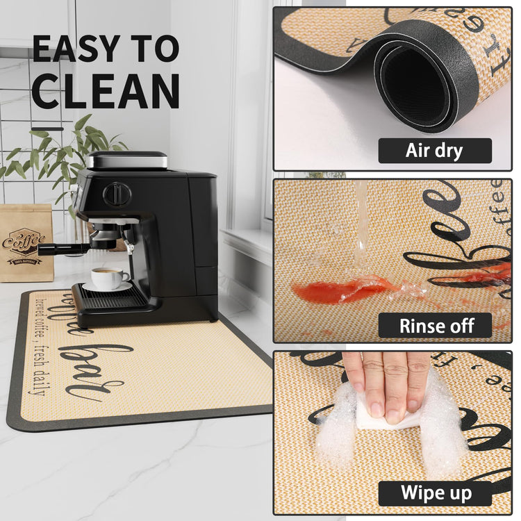 Coffee Mat Absorbent Hide Stain Rubber Backed Dish Drying Mat for Kitchen Counter