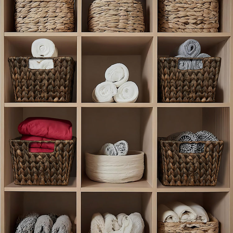 Set of 4 Water Hyacinth Storage Baskets with Handles (4 Count)