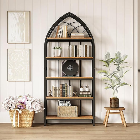 LITTLE TREE 74.8" Tall Bookshelf, 5-Tier Heavy Duty Metal Rack, Large Load-Bearing Capacity, Versatile Shelf for Living Room, Kitchen, Bedroom, Bathroom, Study