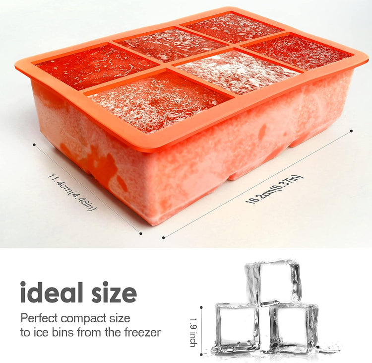 Silicone Ice Cube Trays 3 Pack - Large Size Silicone Ice Cube Molds with Leak Proof Removable Lid Square Ice Cube Tray And BPA Free for Cocktail,Whiskey, Stackable Flexible Ice
